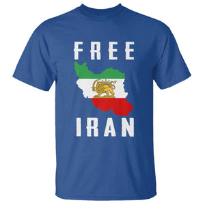 Free Iran Revolution 2026 T Shirt - Sun and Lion Flag Iranian Freedom Justice Solidarity Tee TS02 Royal Blue Print Your Wear