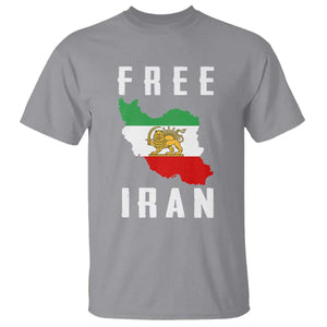 Free Iran Revolution 2026 T Shirt - Sun and Lion Flag Iranian Freedom Justice Solidarity Tee TS02 Sport Gray Print Your Wear