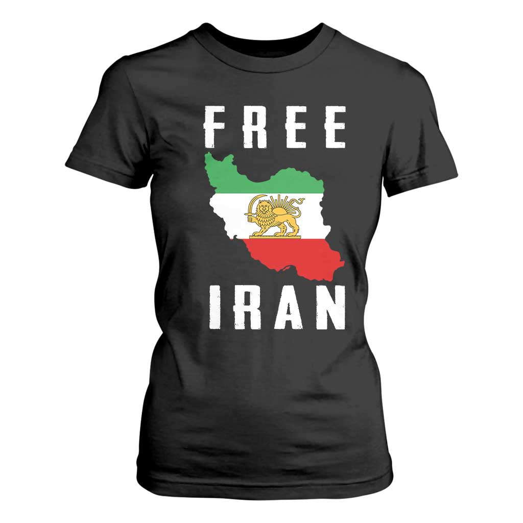 Free Iran Revolution 2026 T Shirt For Women Sun and Lion Flag Iranian Freedom Justice TS02 Black Print Your Wear