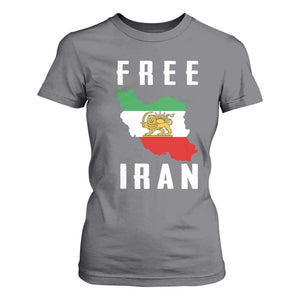 Free Iran Revolution 2026 T Shirt For Women Sun and Lion Flag Iranian Freedom Justice TS02 Charcoal Print Your Wear