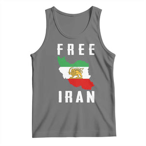 Free Iran Revolution 2026 Tank Top Sun and Lion Flag Iranian Freedom Justice TS02 Black Heather Print Your Wear