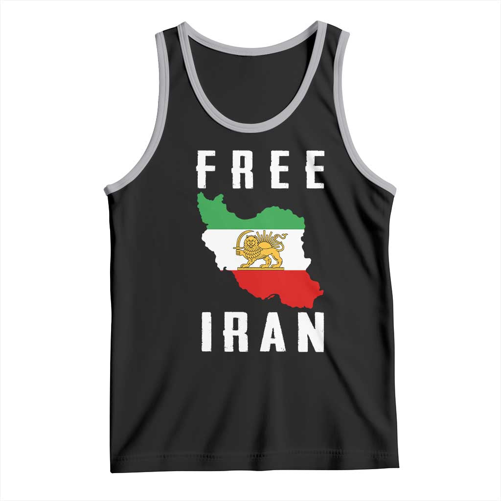 Free Iran Revolution 2026 Tank Top Sun and Lion Flag Iranian Freedom Justice TS02 Black Athletic Heather Print Your Wear