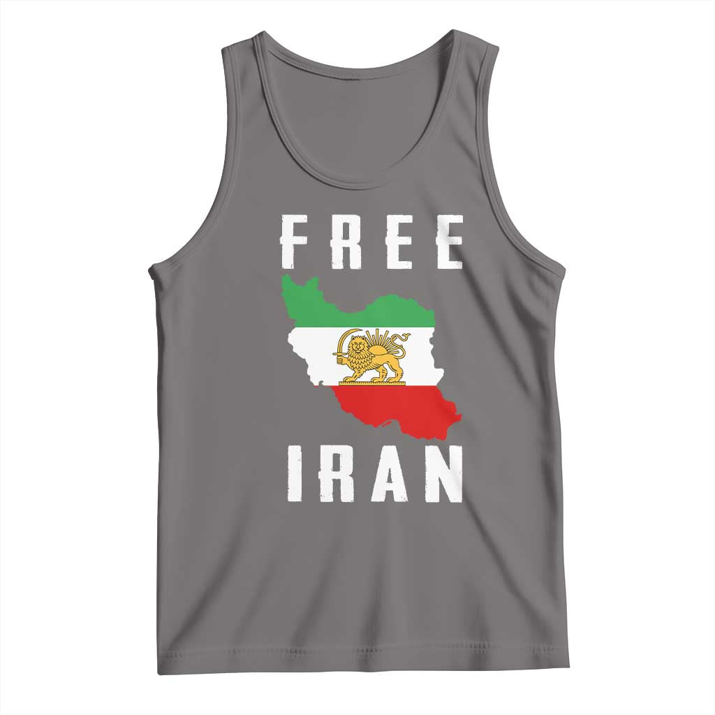 Free Iran Revolution 2026 Tank Top Sun and Lion Flag Iranian Freedom Justice TS02 Deep Heather Print Your Wear