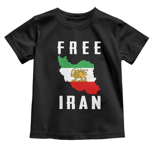 Free Iran Revolution 2026 Toddler T Shirt Sun and Lion Flag Iranian Freedom Justice TS02 Black Print Your Wear