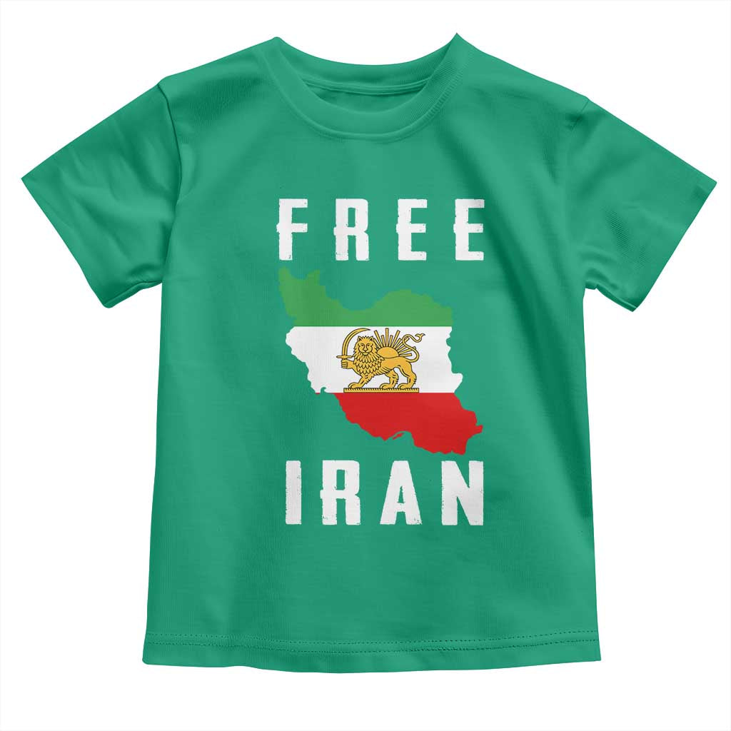 Free Iran Revolution 2026 Toddler T Shirt Sun and Lion Flag Iranian Freedom Justice TS02 Irish Green Print Your Wear