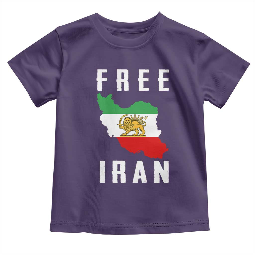 Free Iran Revolution 2026 Toddler T Shirt Sun and Lion Flag Iranian Freedom Justice TS02 Purple Print Your Wear