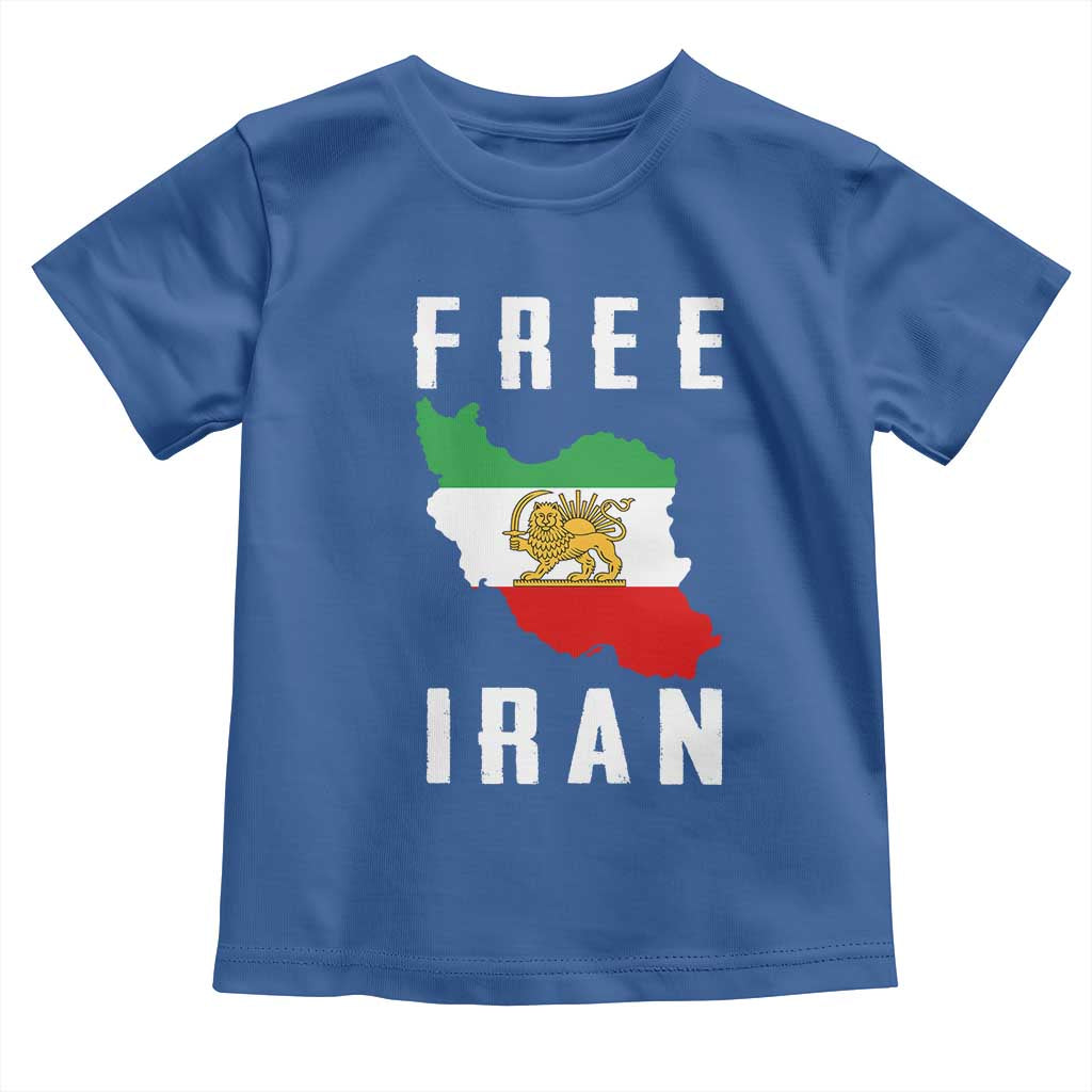 Free Iran Revolution 2026 Toddler T Shirt Sun and Lion Flag Iranian Freedom Justice TS02 Royal Blue Print Your Wear