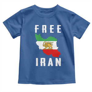 Free Iran Revolution 2026 Toddler T Shirt Sun and Lion Flag Iranian Freedom Justice TS02 Royal Blue Print Your Wear