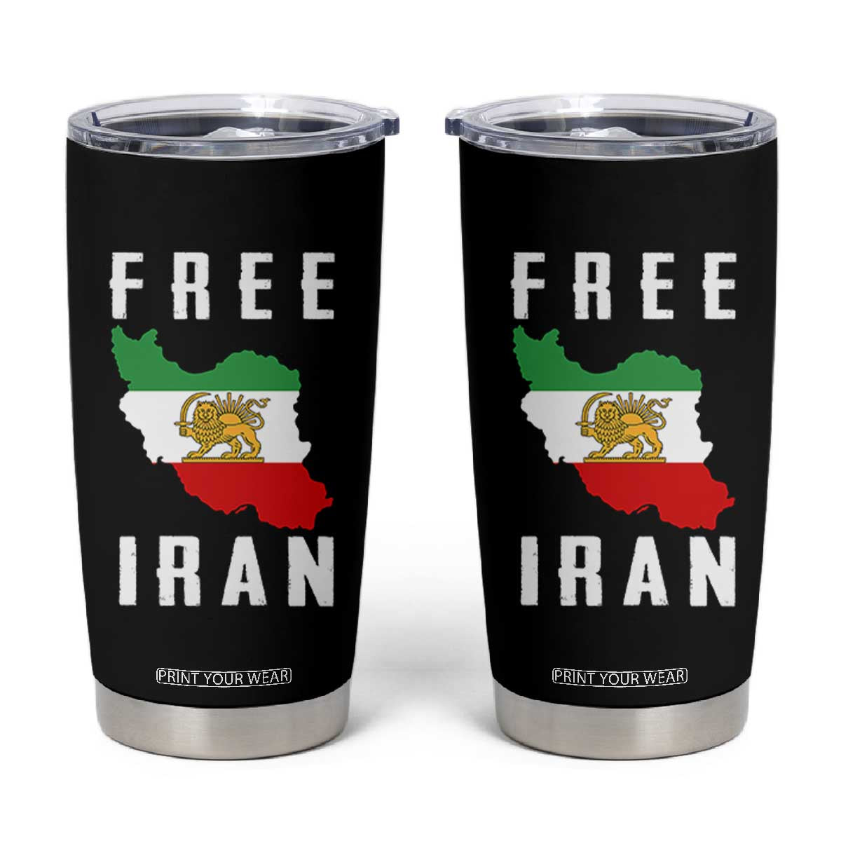 Free Iran Revolution 2026 Tumbler Cup Sun and Lion Flag Iranian Freedom Justice TS02 Black Print Your Wear
