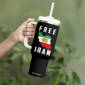 Free Iran Revolution 2026 Tumbler With Handle Sun and Lion Flag Iranian Freedom Justice TS02 Print Your Wear