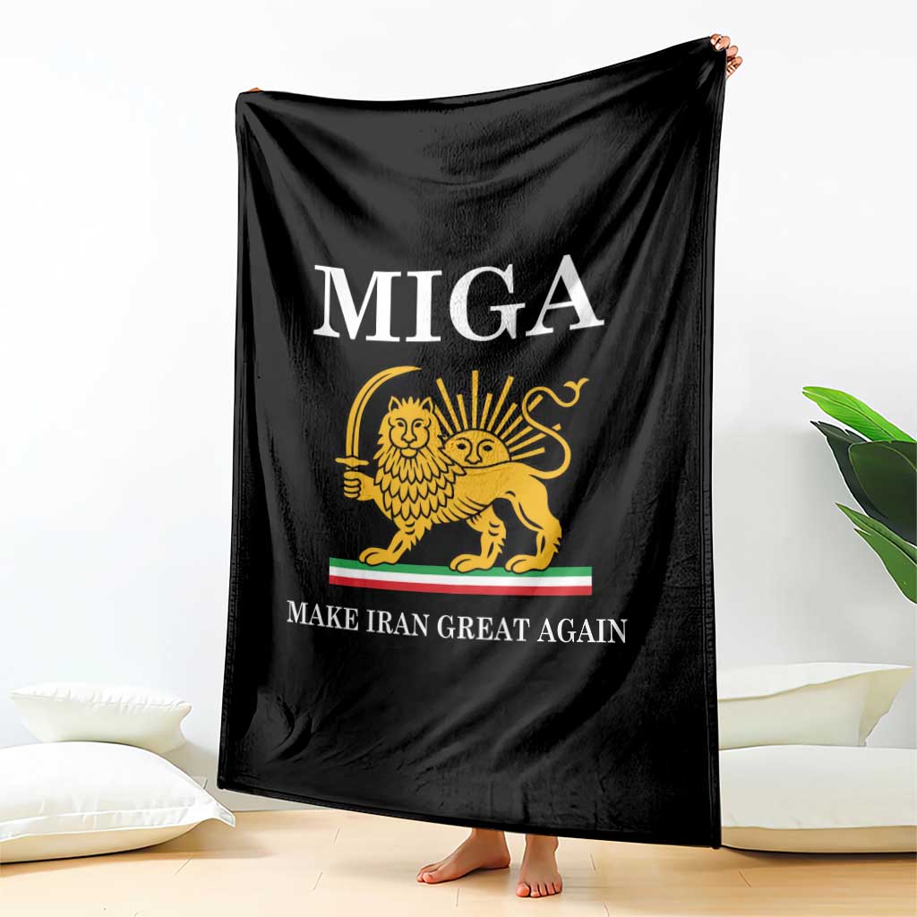 Make Iran Great Again Patriotic MIGA Throw Blanket Lion and Sun Iranian Revolution Freedom Supporters TS02 Print Your Wear