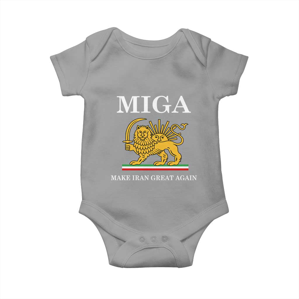 Make Iran Great Again Patriotic MIGA Baby Onesie Lion and Sun Iranian Revolution Freedom Supporters TS02 Sport Gray Print Your Wear