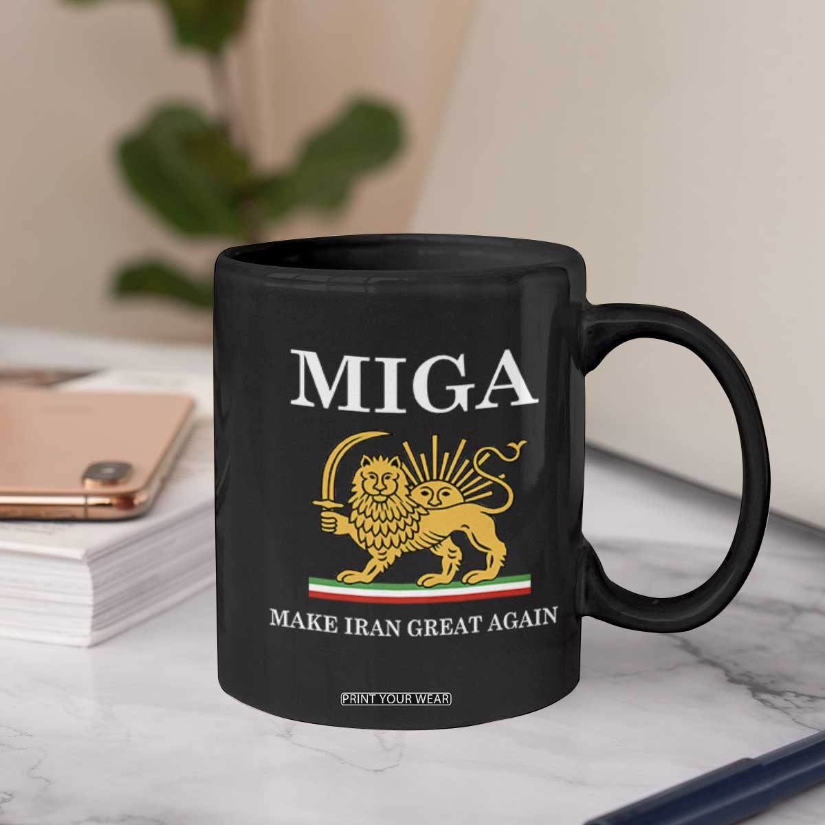 Make Iran Great Again Patriotic MIGA Coffee Mug Lion and Sun Iranian Revolution Freedom Supporters TS02 Print Your Wear