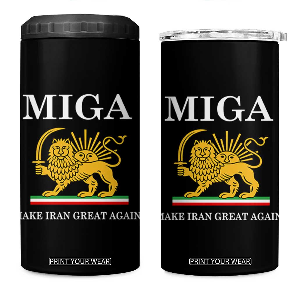 Make Iran Great Again Patriotic MIGA 4 in 1 Can Cooler Tumbler Lion and Sun Iranian Revolution Freedom Supporters TS02 One Size: 16 oz Black Print Your Wear