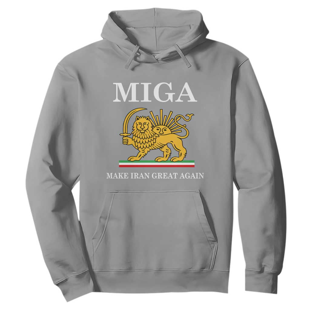 Make Iran Great Again Patriotic MIGA Hoodie Lion and Sun Iranian Revolution Freedom Supporters TS02 Sport Gray Print Your Wear