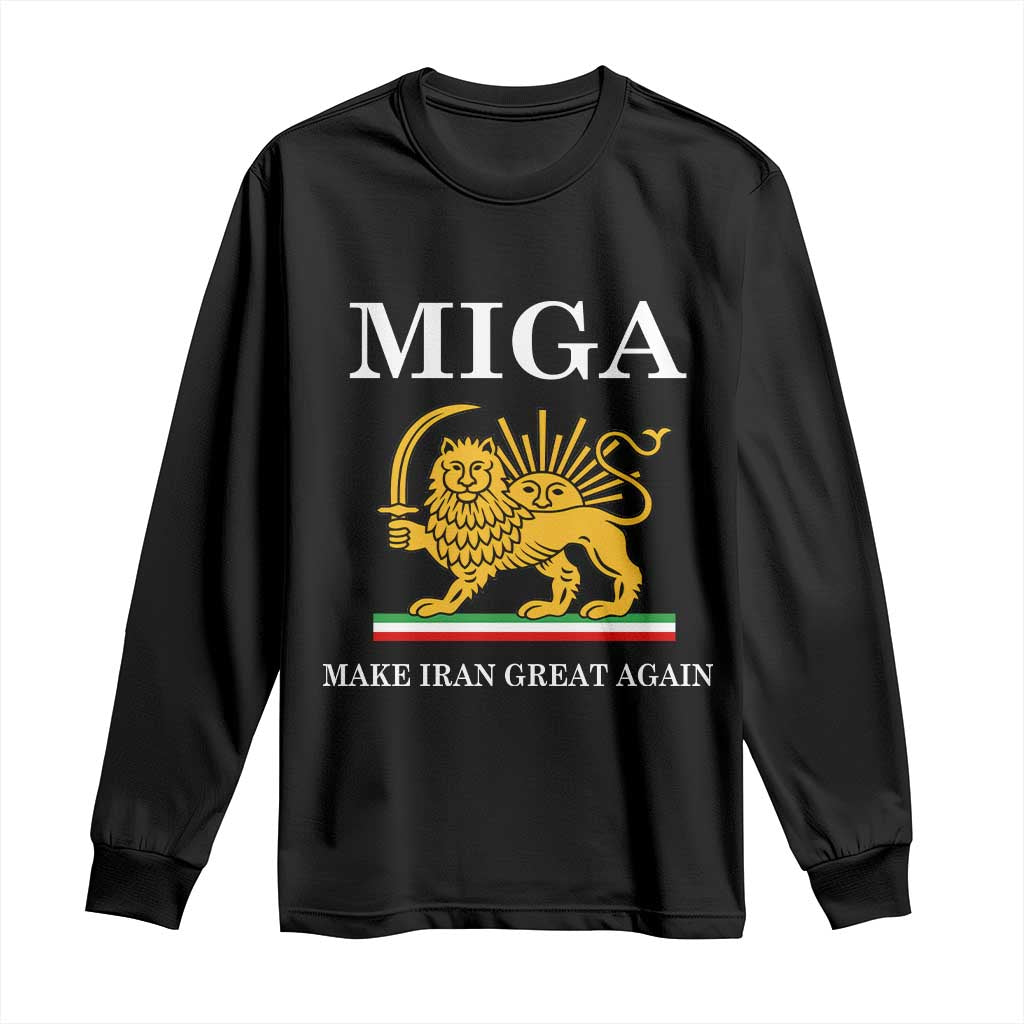Make Iran Great Again Patriotic MIGA Long Sleeve Shirt Lion and Sun Iranian Revolution Freedom Supporters TS02 Black Print Your Wear