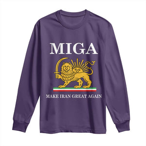 Make Iran Great Again Patriotic MIGA Long Sleeve Shirt Lion and Sun Iranian Revolution Freedom Supporters TS02 Purple Print Your Wear
