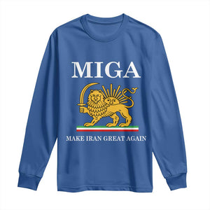Make Iran Great Again Patriotic MIGA Long Sleeve Shirt Lion and Sun Iranian Revolution Freedom Supporters TS02 Royal Blue Print Your Wear
