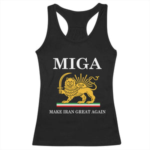 Make Iran Great Again Patriotic MIGA Racerback Tank Top Lion and Sun Iranian Revolution Freedom Supporters TS02 Black Print Your Wear
