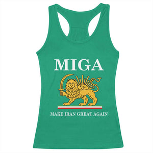 Make Iran Great Again Patriotic MIGA Racerback Tank Top Lion and Sun Iranian Revolution Freedom Supporters TS02 Irish Green Print Your Wear