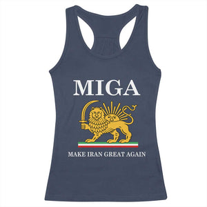 Make Iran Great Again Patriotic MIGA Racerback Tank Top Lion and Sun Iranian Revolution Freedom Supporters TS02 Navy Print Your Wear