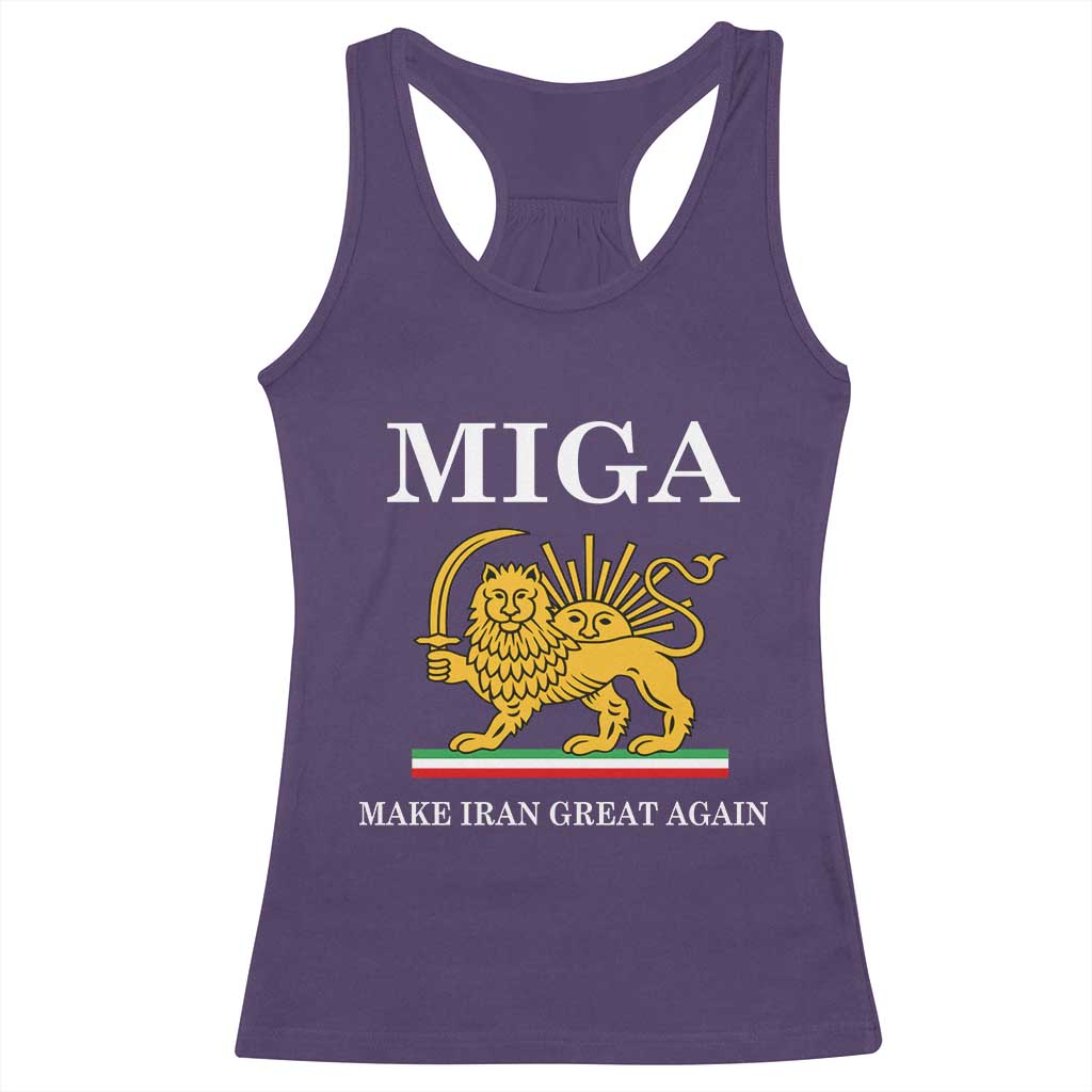 Make Iran Great Again Patriotic MIGA Racerback Tank Top Lion and Sun Iranian Revolution Freedom Supporters TS02 Purple Print Your Wear