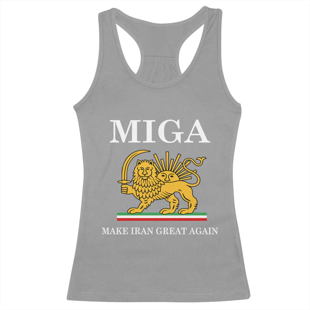 Make Iran Great Again Patriotic MIGA Racerback Tank Top Lion and Sun Iranian Revolution Freedom Supporters TS02 Sport Gray Print Your Wear