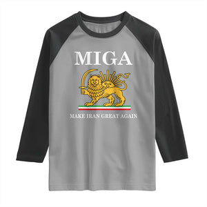 Make Iran Great Again Patriotic MIGA Raglan Shirt Lion and Sun Iranian Revolution Freedom Supporters TS02 Sport Gray Black Print Your Wear