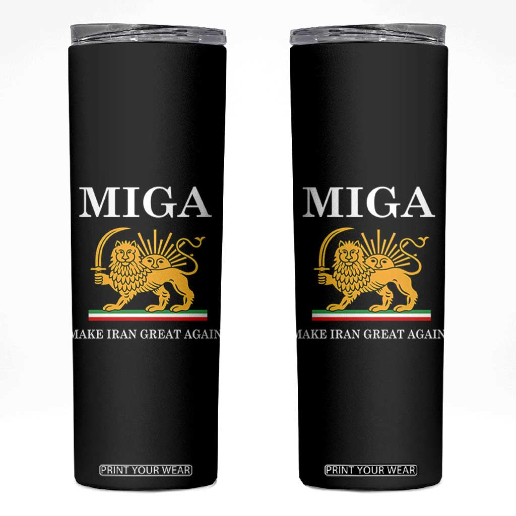 Make Iran Great Again Patriotic MIGA Skinny Tumbler Lion and Sun Iranian Revolution Freedom Supporters TS02 Black Print Your Wear