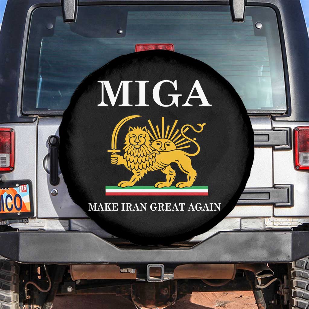 Make Iran Great Again Patriotic MIGA Spare Tire Cover Lion and Sun Iranian Revolution Freedom Supporters TS02 No hole Black Print Your Wear