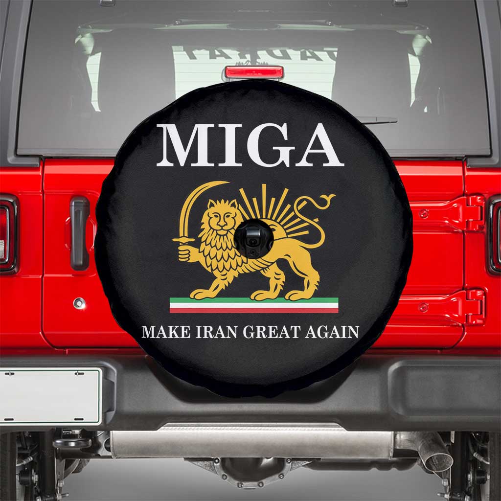 Make Iran Great Again Patriotic MIGA Spare Tire Cover Lion and Sun Iranian Revolution Freedom Supporters TS02 Black Print Your Wear