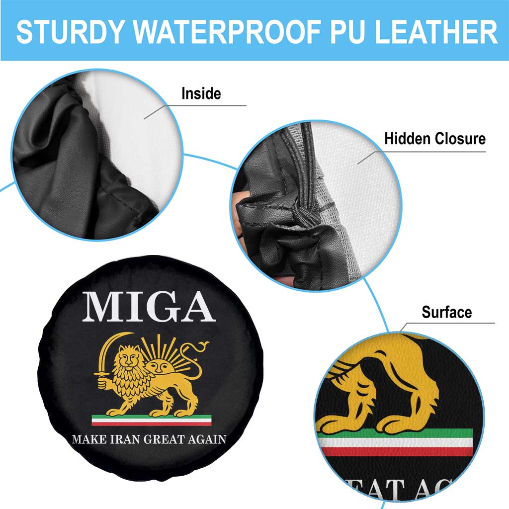 Make Iran Great Again Patriotic MIGA Spare Tire Cover Lion and Sun Iranian Revolution Freedom Supporters TS02 Print Your Wear