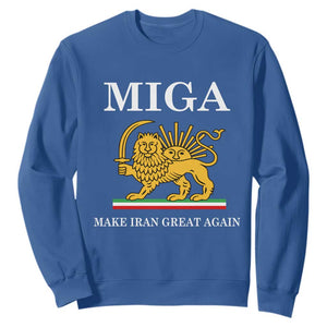 Make Iran Great Again Patriotic MIGA Sweatshirt Lion and Sun Iranian Revolution Freedom Supporters TS02 Royal Blue Print Your Wear