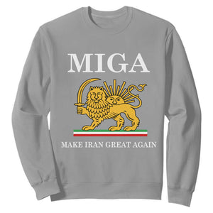Make Iran Great Again Patriotic MIGA Sweatshirt Lion and Sun Iranian Revolution Freedom Supporters TS02 Sport Gray Print Your Wear