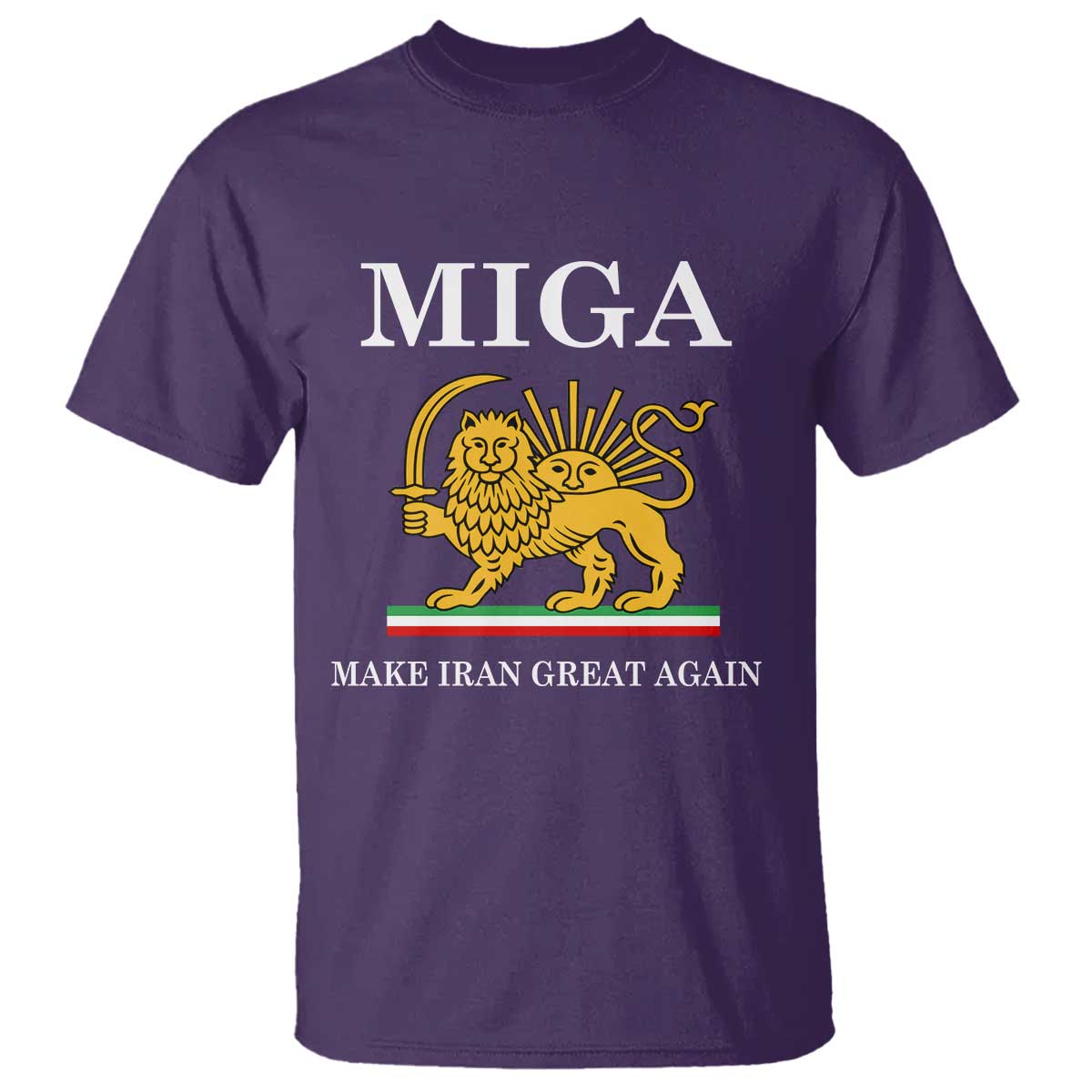 Make Iran Great Again Patriotic MIGA T Shirt Lion and Sun Iranian Revolution Freedom Supporters TS02 Purple Print Your Wear