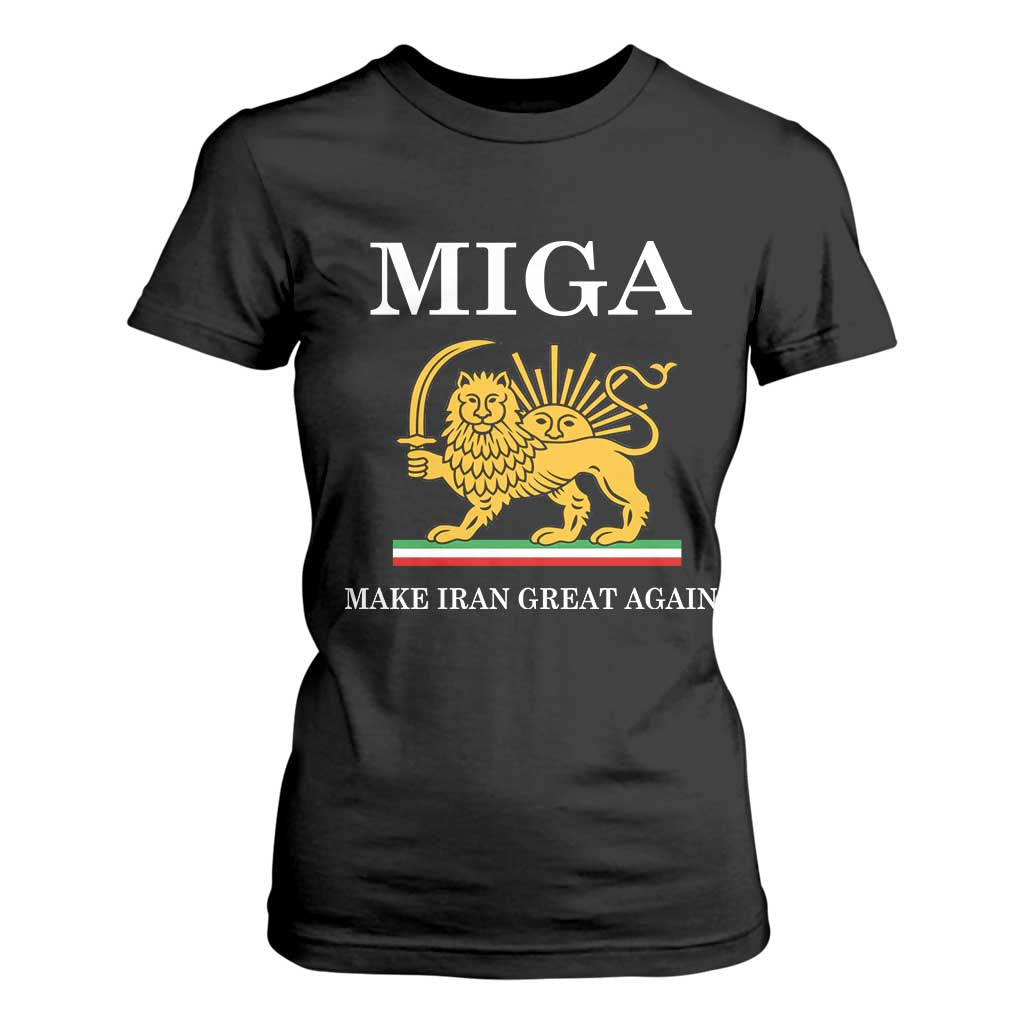 Make Iran Great Again Patriotic MIGA T Shirt For Women Lion and Sun Iranian Revolution Freedom Supporters TS02 Black Print Your Wear