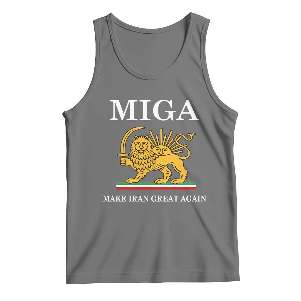 Make Iran Great Again Patriotic MIGA Tank Top Lion and Sun Iranian Revolution Freedom Supporters TS02 Black Heather Print Your Wear