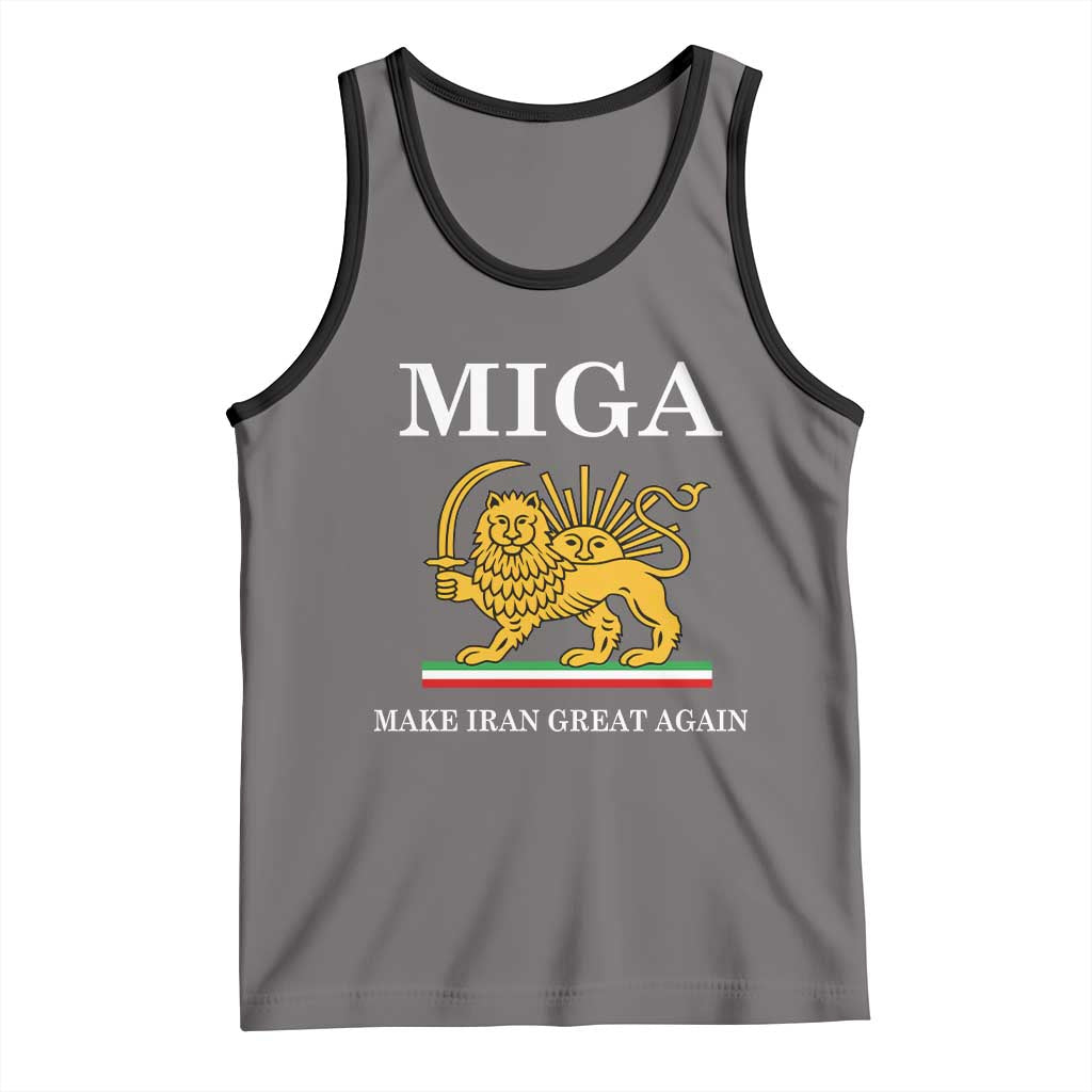 Make Iran Great Again Patriotic MIGA Tank Top Lion and Sun Iranian Revolution Freedom Supporters TS02 Deep Heather Black Print Your Wear