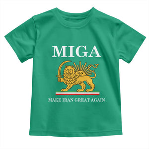 Make Iran Great Again Patriotic MIGA Toddler T Shirt Lion and Sun Iranian Revolution Freedom Supporters TS02 Irish Green Print Your Wear