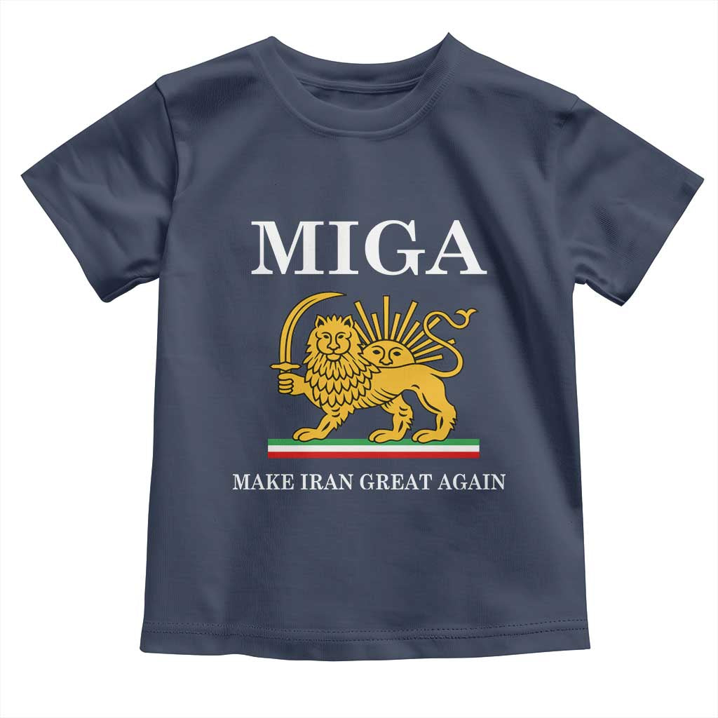 Make Iran Great Again Patriotic MIGA Toddler T Shirt Lion and Sun Iranian Revolution Freedom Supporters TS02 Navy Print Your Wear