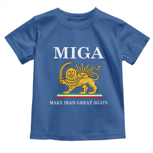 Make Iran Great Again Patriotic MIGA Toddler T Shirt Lion and Sun Iranian Revolution Freedom Supporters TS02 Royal Blue Print Your Wear