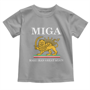 Make Iran Great Again Patriotic MIGA Toddler T Shirt Lion and Sun Iranian Revolution Freedom Supporters TS02 Sport Gray Print Your Wear