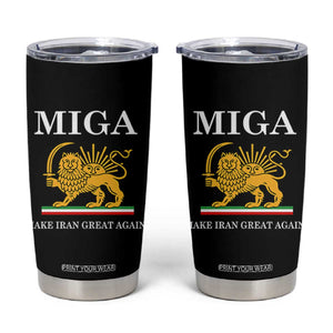 Make Iran Great Again Patriotic MIGA Tumbler Cup Lion and Sun Iranian Revolution Freedom Supporters TS02 Black Print Your Wear