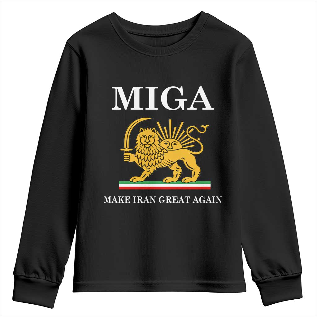 Make Iran Great Again Patriotic MIGA Youth Sweatshirt Lion and Sun Iranian Revolution Freedom Supporters TS02 Black Print Your Wear