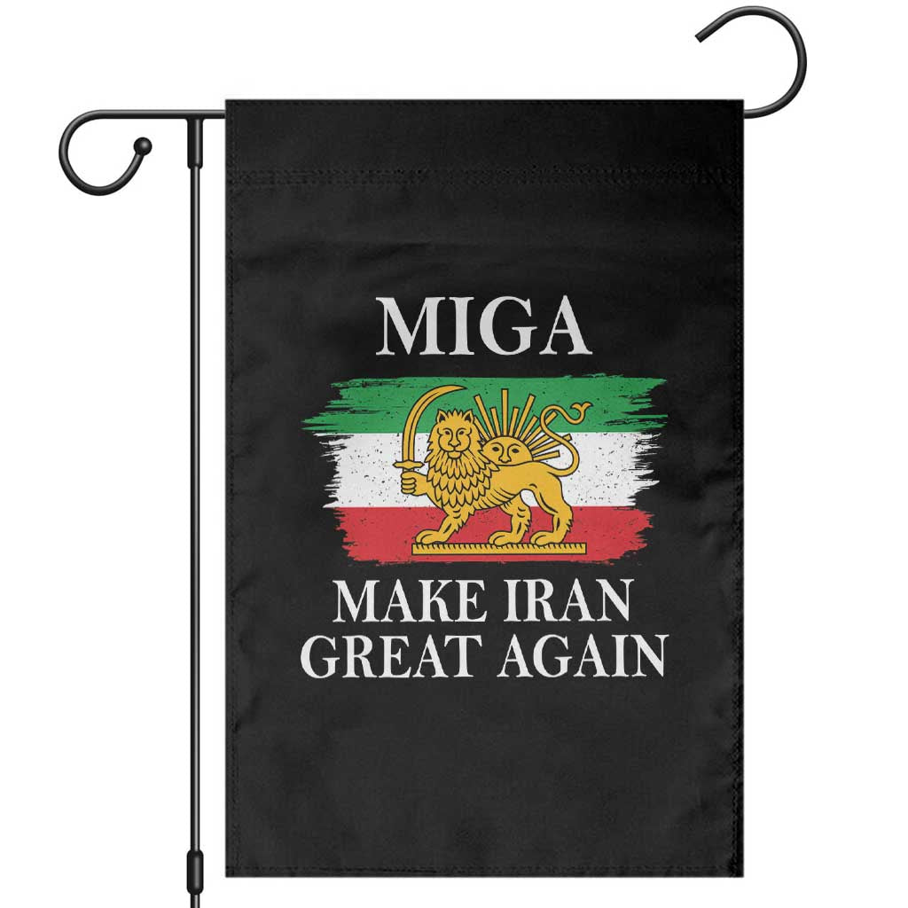 Make Iran Great Again Patriotic MIGA Garden Flag Lion and Sun Flag Iranian Revolution TS02 Black Print Your Wear
