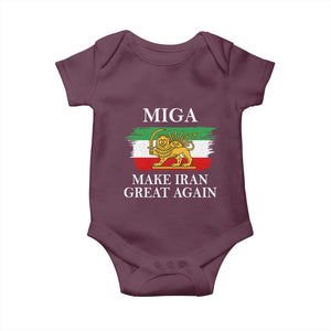 Make Iran Great Again Patriotic MIGA Baby Onesie Lion and Sun Flag Iranian Revolution TS02 Maroon Print Your Wear