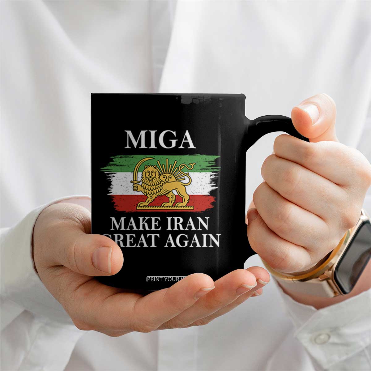 Make Iran Great Again Patriotic MIGA Coffee Mug Lion and Sun Flag Iranian Revolution TS02 Print Your Wear