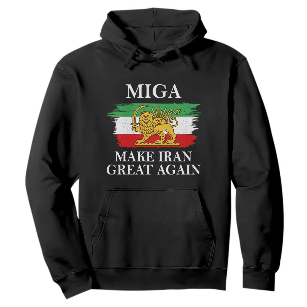 Make Iran Great Again Patriotic MIGA Hoodie Lion and Sun Flag Iranian Revolution TS02 Black Print Your Wear