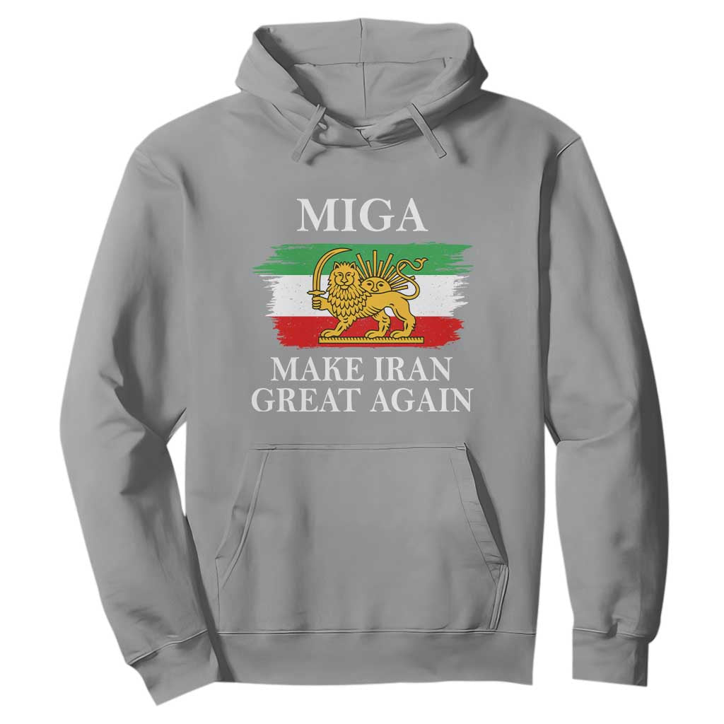 Make Iran Great Again Patriotic MIGA Hoodie Lion and Sun Flag Iranian Revolution TS02 Sport Gray Print Your Wear