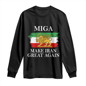 Make Iran Great Again Patriotic MIGA Long Sleeve Shirt Lion and Sun Flag Iranian Revolution TS02 Black Print Your Wear